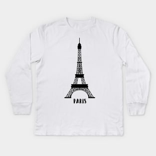 Paris, France Eiffel Tower Kids Long Sleeve T-Shirt